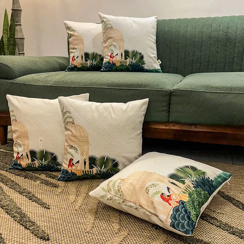 Kashmiri Bagh Velvet Cushion Cover Set - Set Of Five media 2
