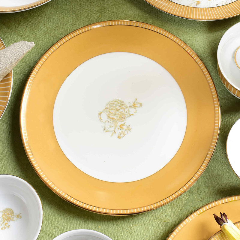 Gilded Iris 24k Gold Brushed Porcelain Dinner Set (Gold) - 21 Piece Set media 3