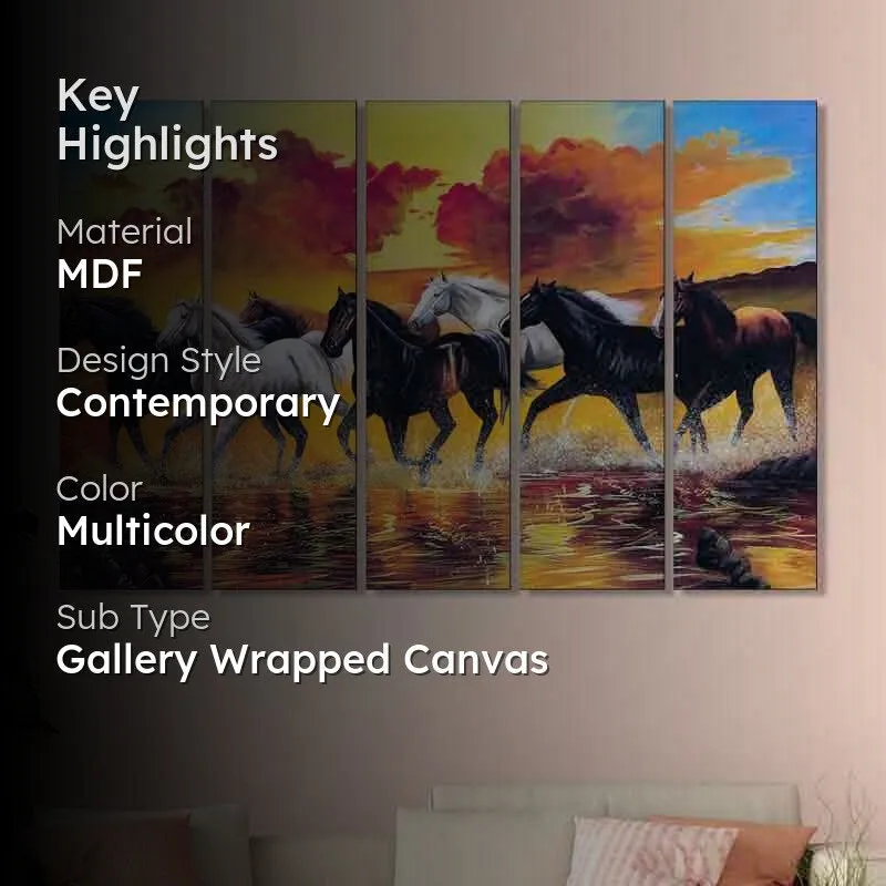 Horse Herd Wall Art - Five Piece Set media 2