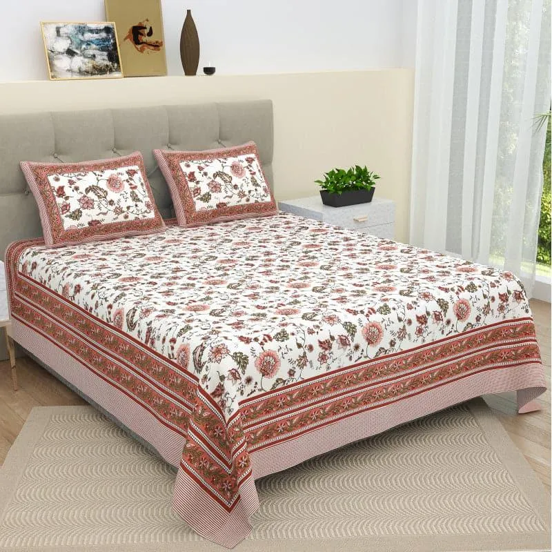Kanhara Floral Cotton Bedsheet - 124 TC media 3