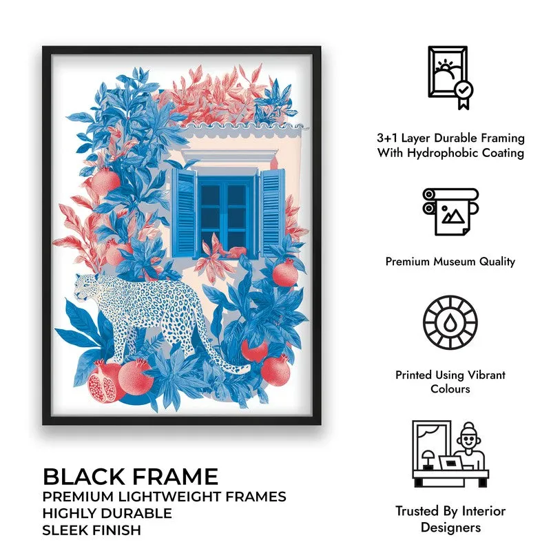 Mediterranean Blues Canvas Wall Painting - Black Frame media 9