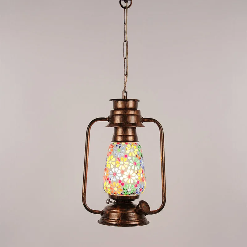 Madhura Mosaic Lantern Glass Ceiling Lamp - Copper media 4