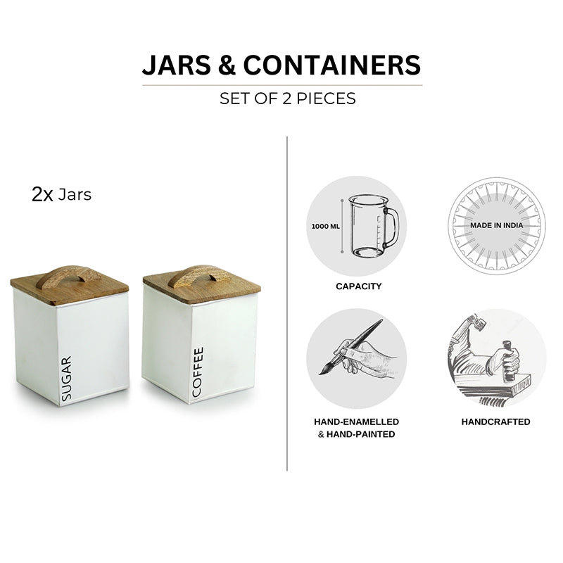 Barista's Cache "Coffee & Sugar" Iron Jar (1000 mL Each) - Set Of Two media 5