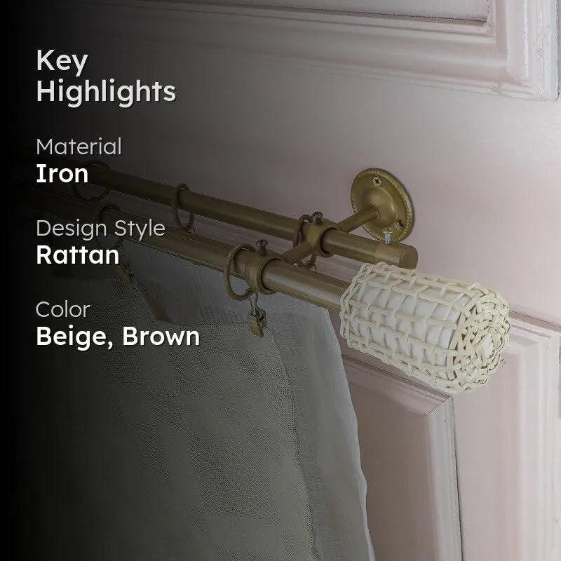 Lattice Duo Extendable 1" Double Curtain Rod With Round Finial & Brackets media 2