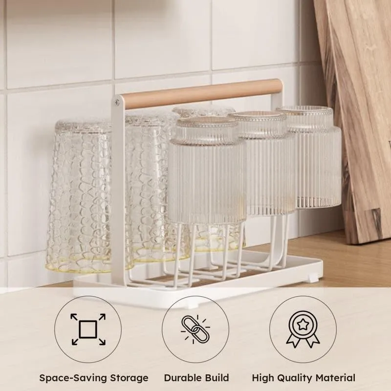 Sip Store Carbon Steel Glass Holder with Wood Handle media 9