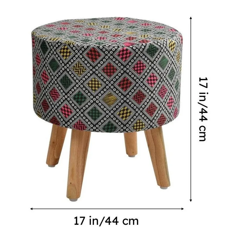 Navine Boho Diamond Multicolor Engineered Wood Ottoman media 7