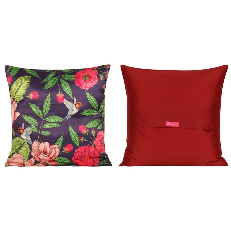 India Circus Whispering Verdure Printed Velvet Cushion Cover - Set Of Five media 5