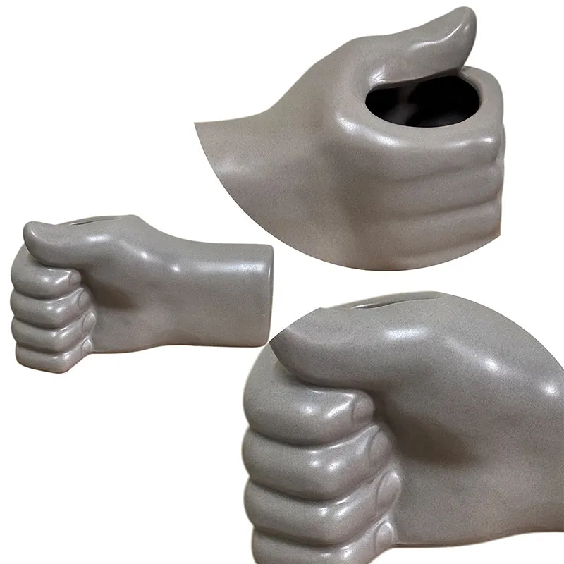 Hand Hewn Ceramic Vase - Grey media 4