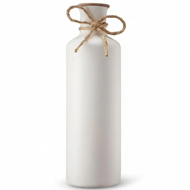 Elara Tall Minimal Ceramic Vase - White media 3