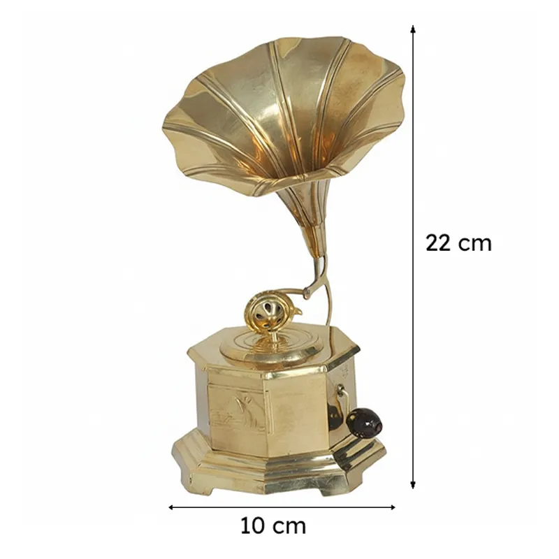 Vintage Music Gramophone Brasss Showpiece media 8