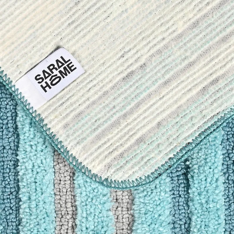StripeScape Microfiber Bath Mats (Sky Blue) - Set of Two media 6