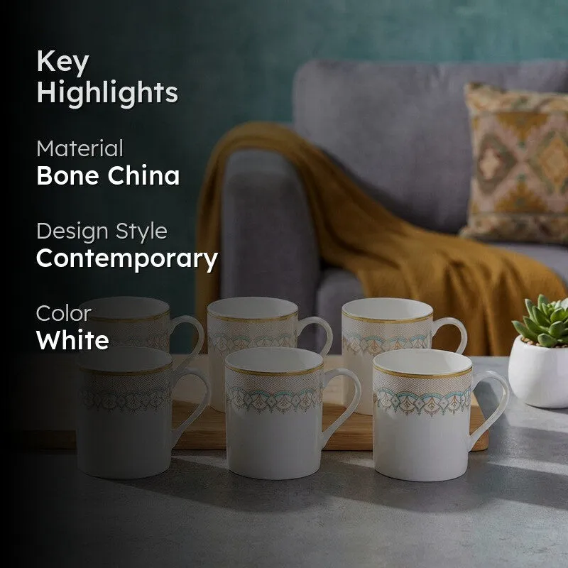 Classic Bone China Tea Cup (210 mL Each) - Set Of Six media 2