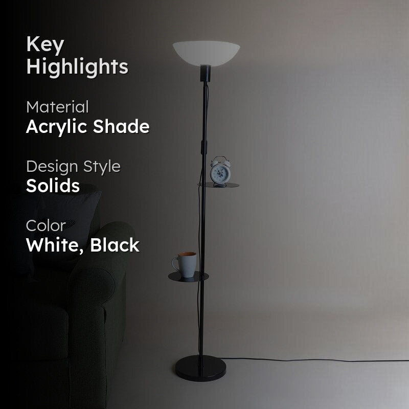 Corvina Black Floor Lamp With Shelf media 2