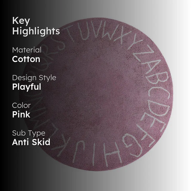 Alphabetica Tufted Cotton Area Rug - Pink media 2