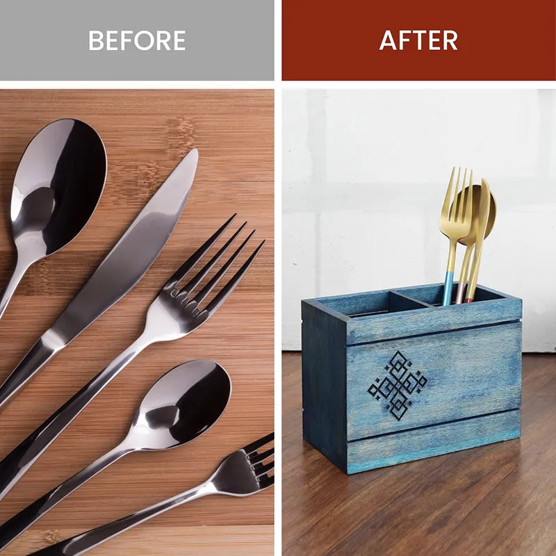 Hiron Wood Cutlery Holder - Two Piece Set media 7