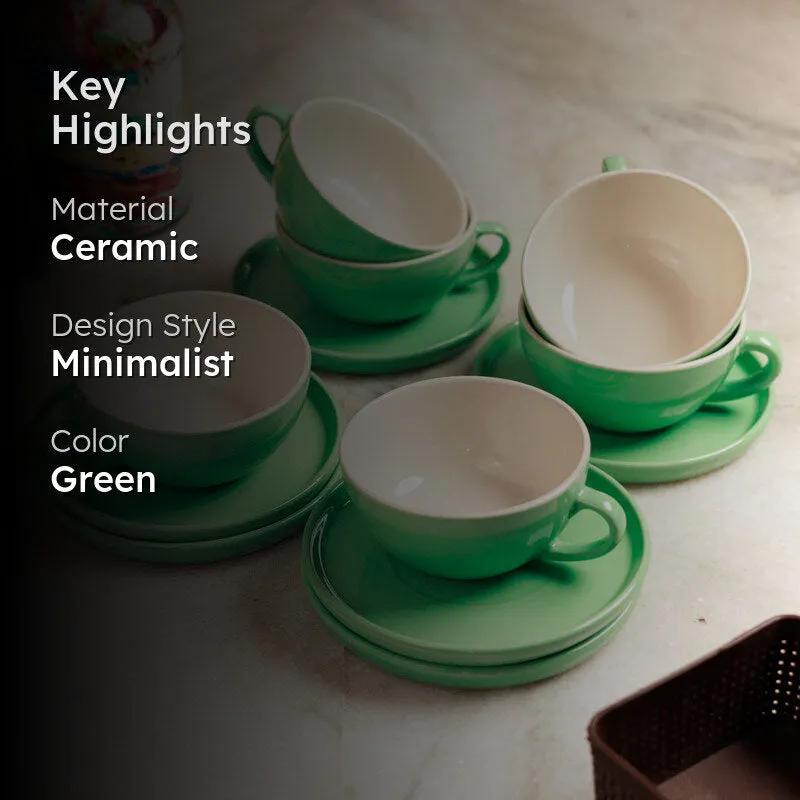 Blush & Brew Cup & Saucer (Mint/320 mL) - Twelve Piece Set media 2