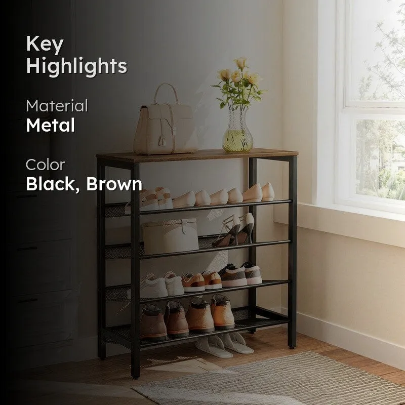 Functional Metal Shoe Rack - Black,Brown media 2