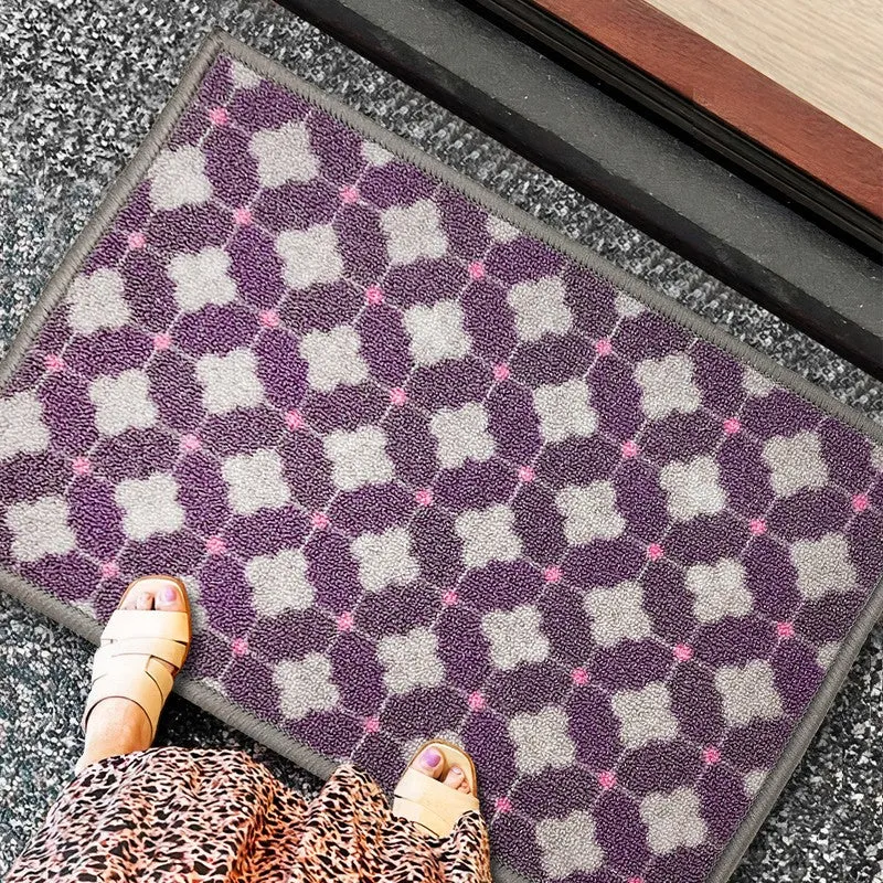 Zylo Geometric Nylon Door Mats - Purple,Grey media 3