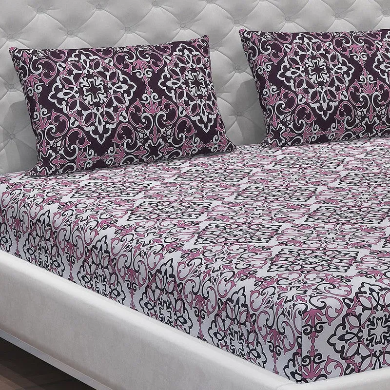 Monte Carlo Petal Aura Cotton Bedsheet (Brown,White) - 104 TC media 5
