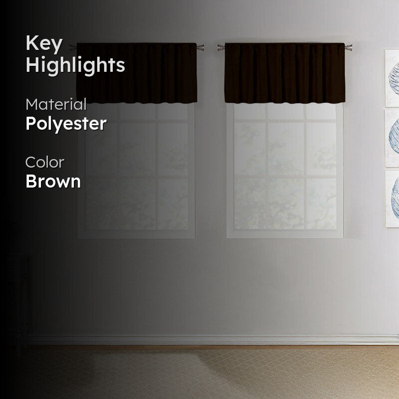 Serein Pleated Curtain Valance (Cocoa Brown) - Set Of Two media 2