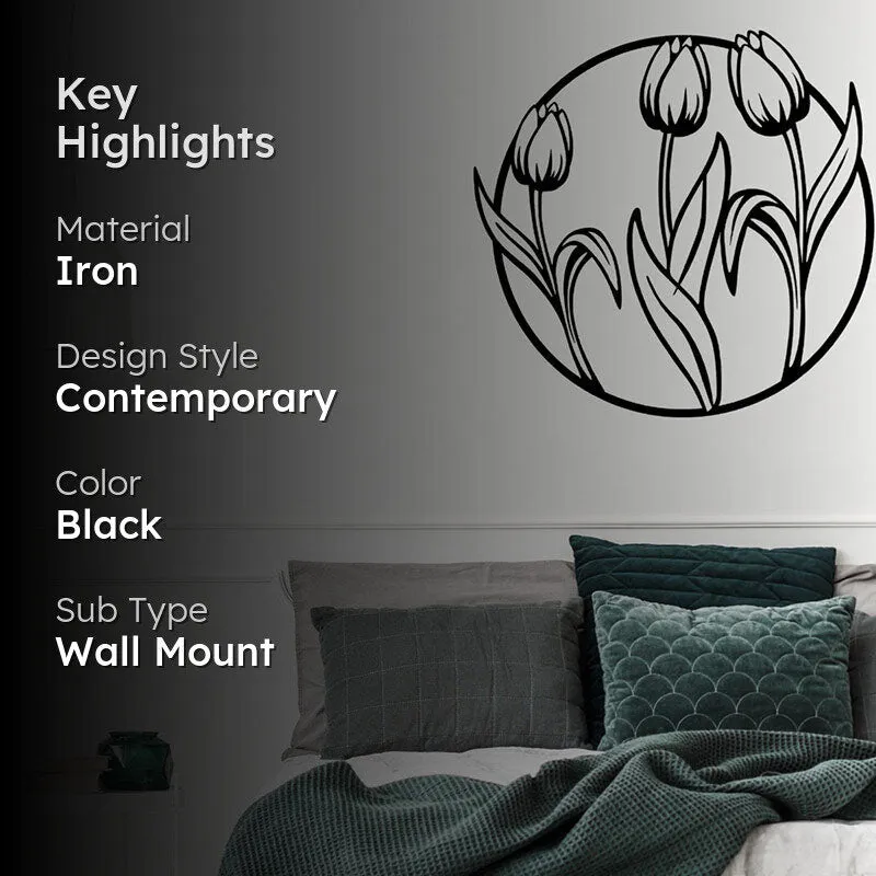 Tulips Bloom Black Iron Wall Accent media 2