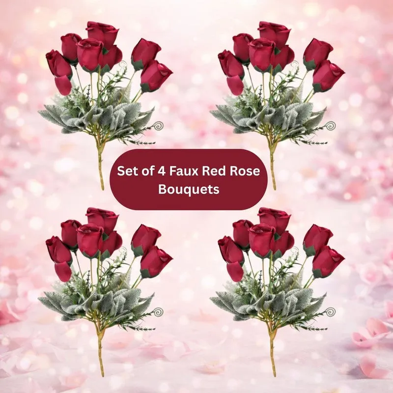 Rosettea Polyester Artificial Flower - Set Of Four media 3