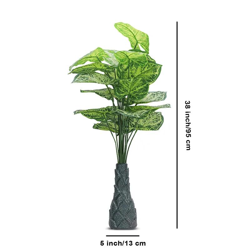 Infinita Artificial Colocasia With Black Plastic Pot (Light Green) - 3 Feet media 5