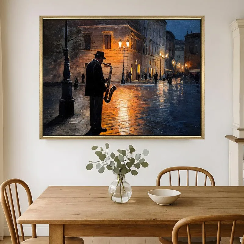 Twilight Street Jazz Canvas Wall Painting With Frame media 3