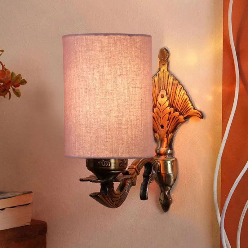 Magda Masique Cylindrical Fabric & Metal Wall Lamp - Grey media 1