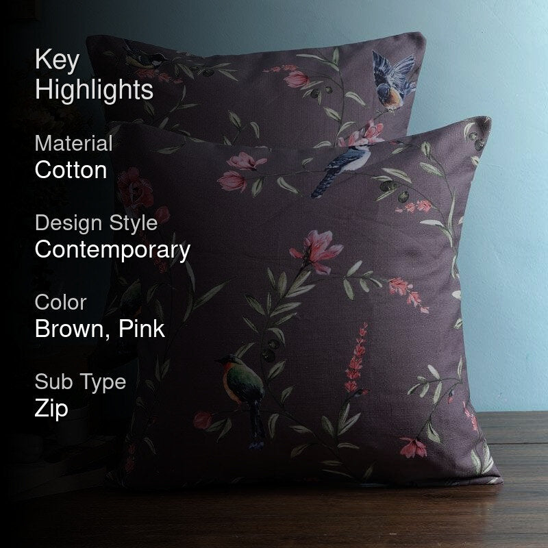 Little Chirpie Cushion Cover (Brown) - Set Of Two media 2