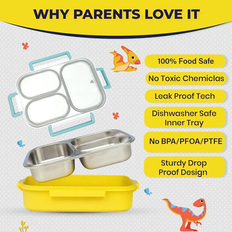 Solara Brewora Dino Lunch Box (Yellow,White) - 1000 ML media 11