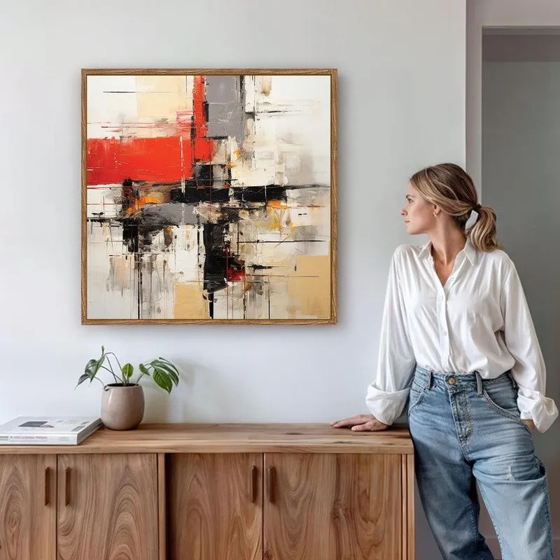 Abstract Strokes Canvas Wall Art With Frame media 6