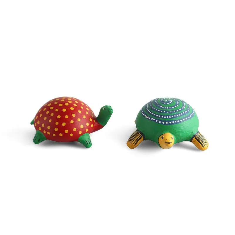 Turtle Trail Terracotta Handpainted Showpiece - Set Of Two media 3