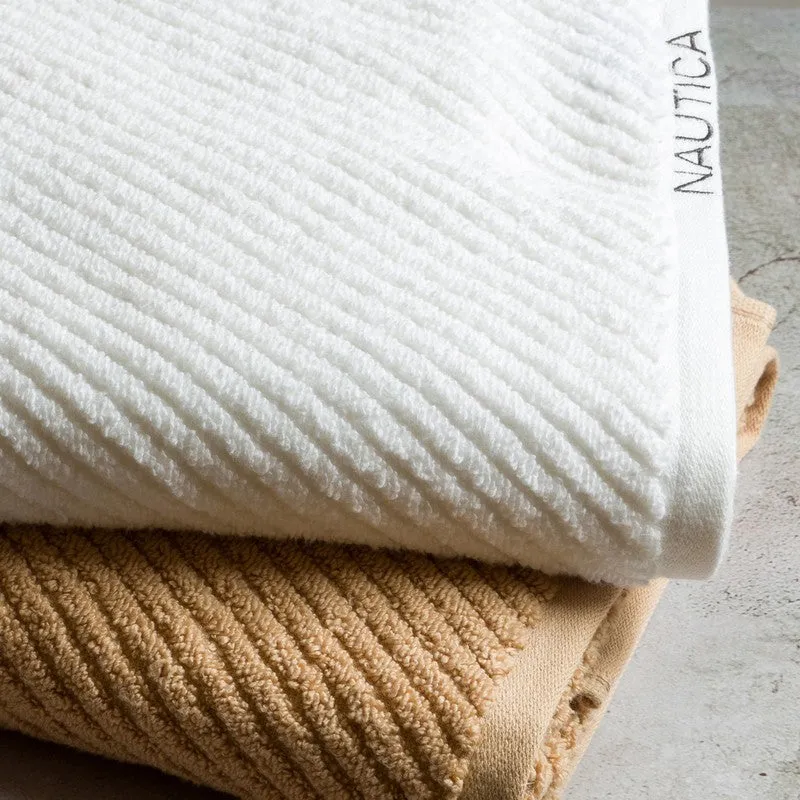 Nautica Riviera Soft Cotton Bath Towel (White & Brown) - Set Of Two media 4