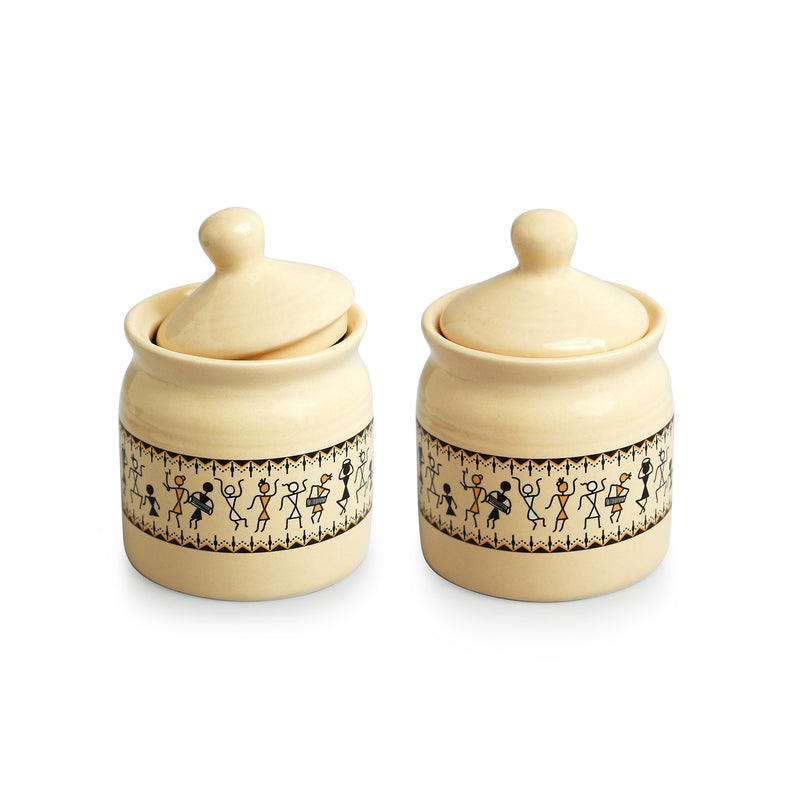 Warli Muse Air Tight Storage Jar & Stand (280 Ml) - Three Piece Set media 4