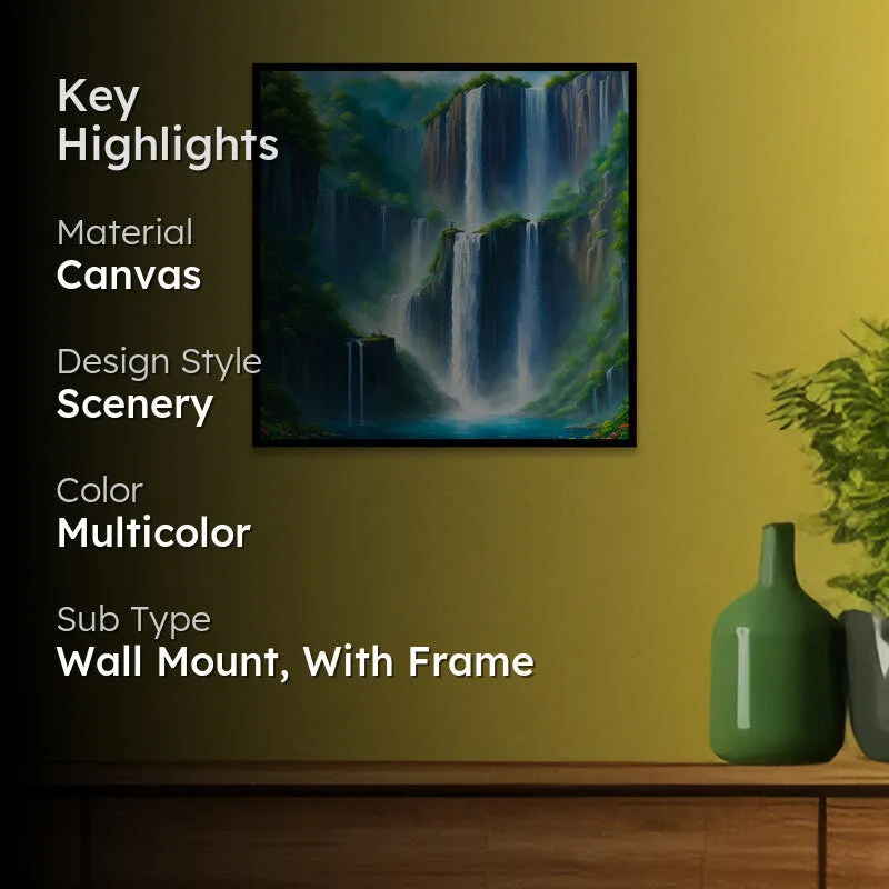Misty Falls Canvas Wall Art With Frame media 2