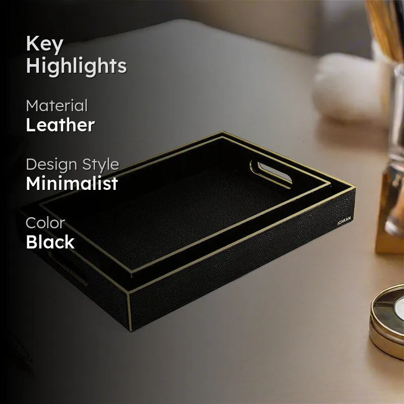 Tisquo Faux Leather Serving Tray (Black) - Set Of Two media 2