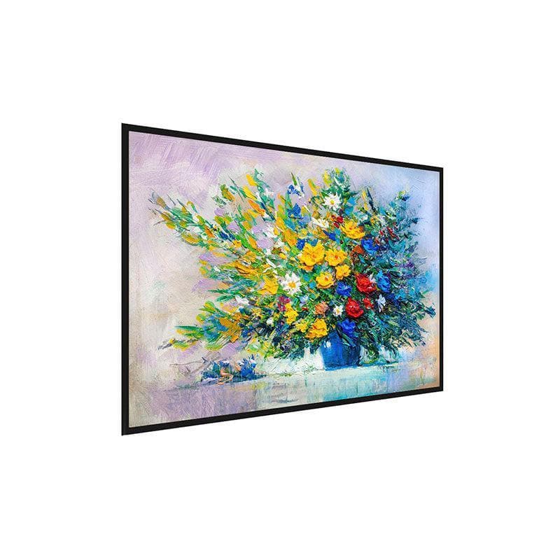 Blooming Flowers Canvas Wall Painting - Black Frame media 3