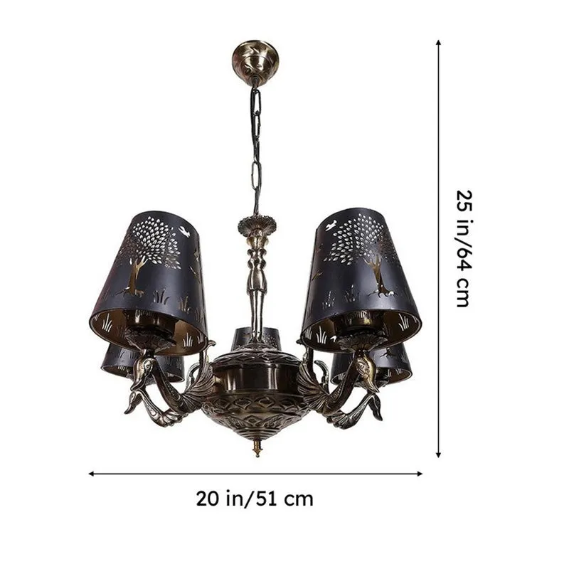 Tree Of Life Etched Mayoor Golden Antique Ceiling Lamp media 6