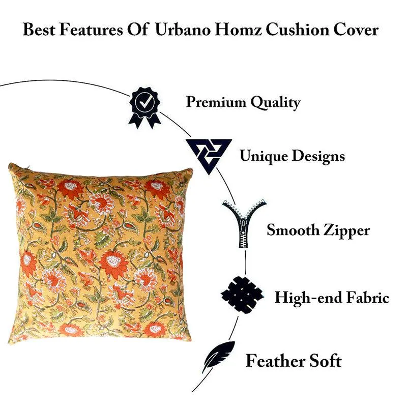Jahnvi Printed Cushion Cover (Yellow) - Set Of Five media 5