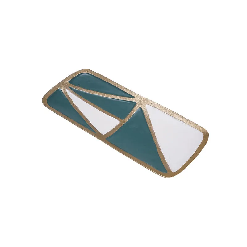 Izen Geometric Aluminum Platter - Green & Beige media 3