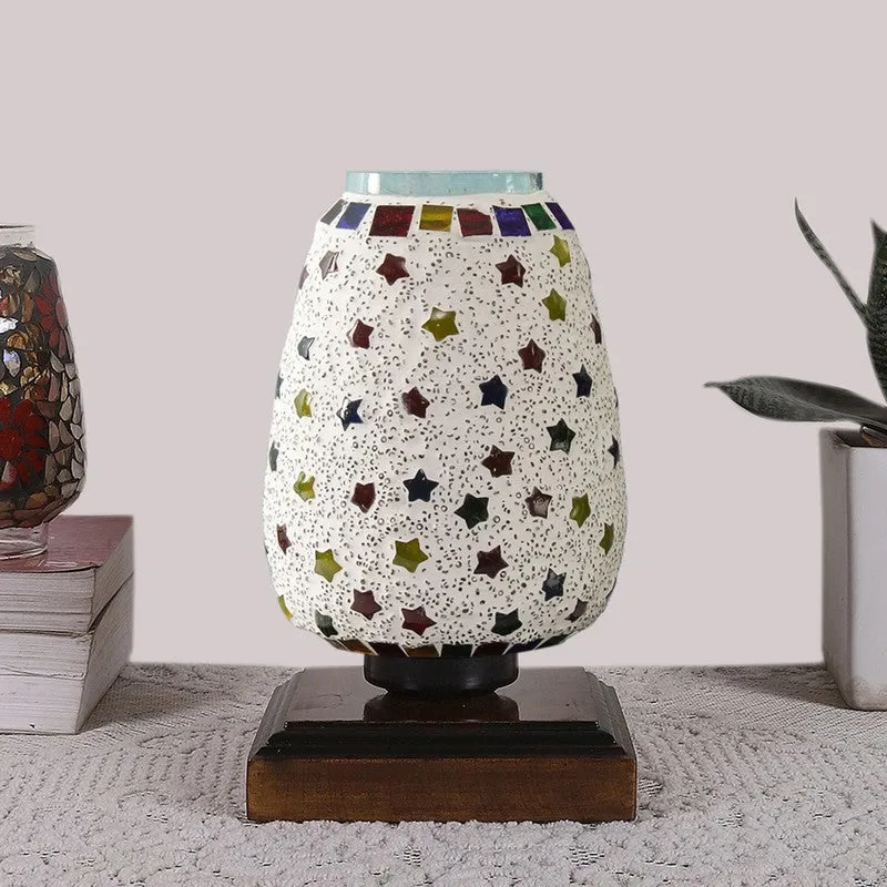 Novira Glass Table Lamp With Wooden Base - Multicolor media 4
