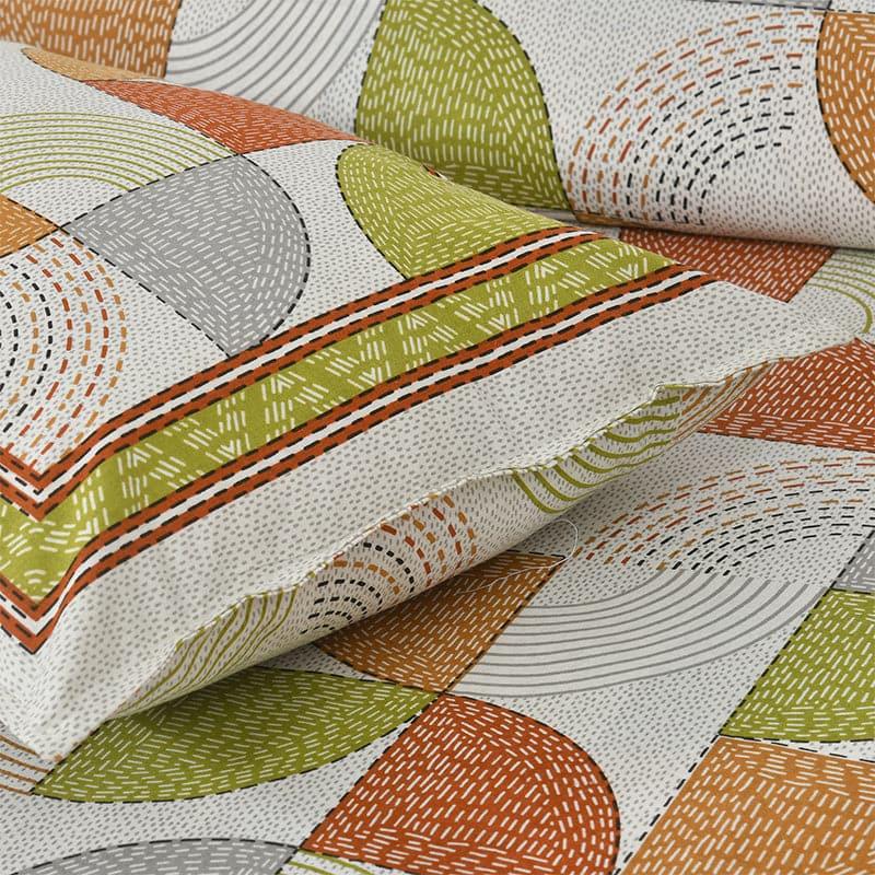 Aabhita Floral Cotton Bedsheet (Green,Orange) - 160 TC media 5