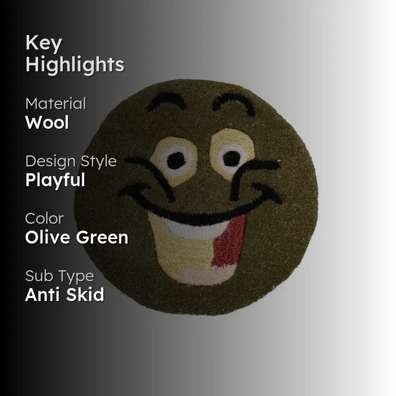 Smile Burst Wool Carpet - Olive media 2