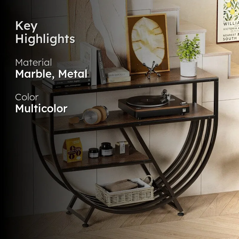 Unique Metal Console Table with Marble Top - Large media 2