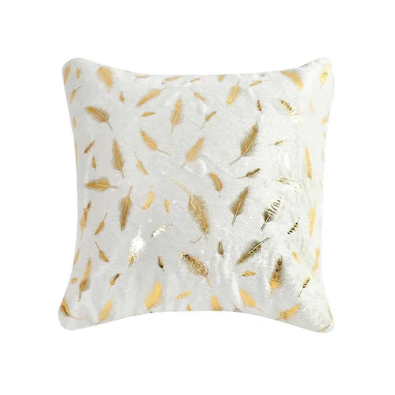 Golden Frond Velvet Cushion Cover (White) - Set Of Five media 4