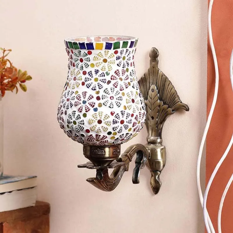 Fiery Florals Glass & Metal Wall Lamp media 3