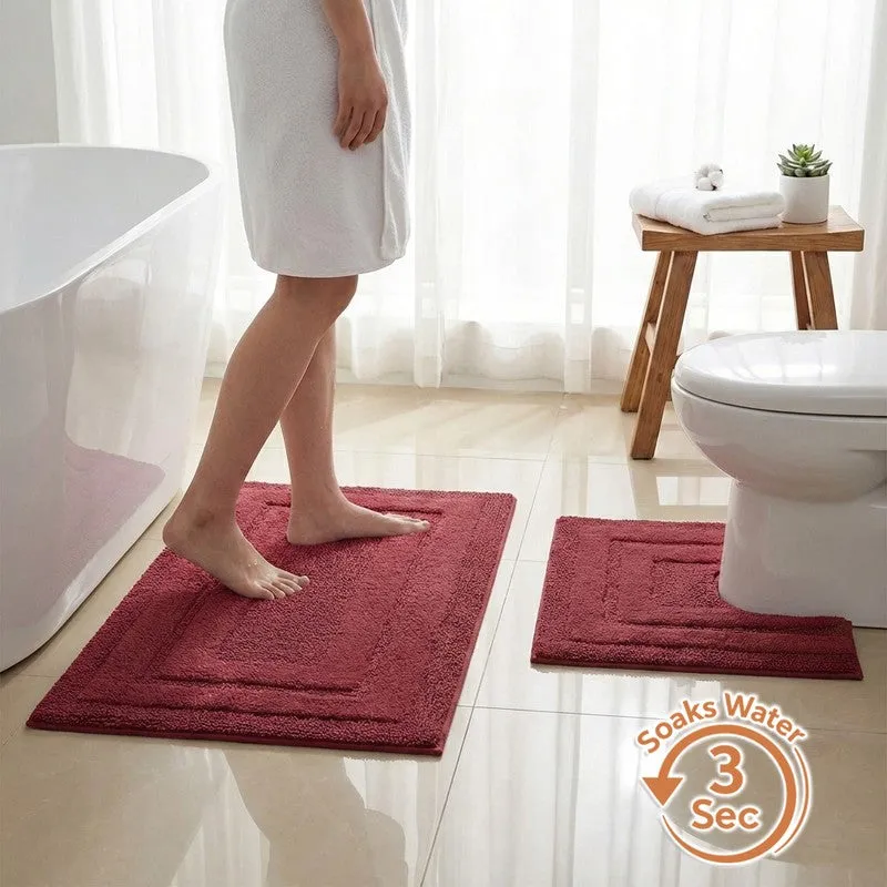 Aqualoom Anti skid Bath Mat (Red) - Set Of Two media 1