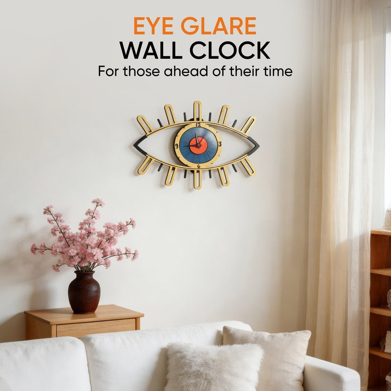 Eye Glare Wooden Wall Clock media 3