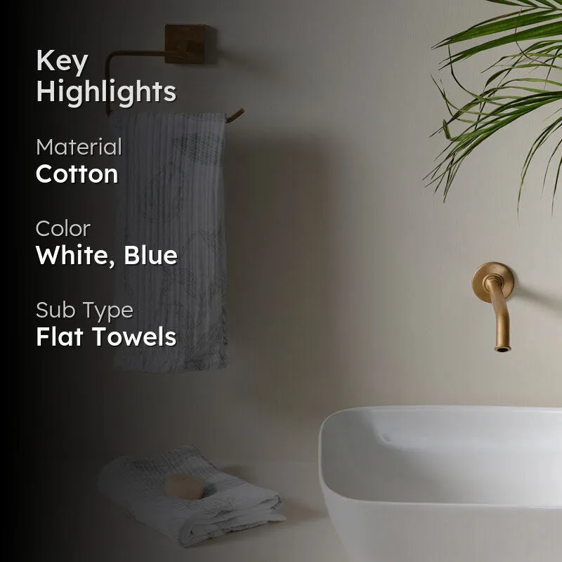 Luxe Hand Towel (White & Blue) - Set of Two media 2